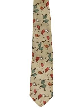 Vintage 70s La Bella Collection Taupe Faux Paisley Polyester Wide Tie